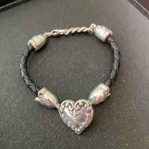 Brighton Black Leather Heart Bracelet